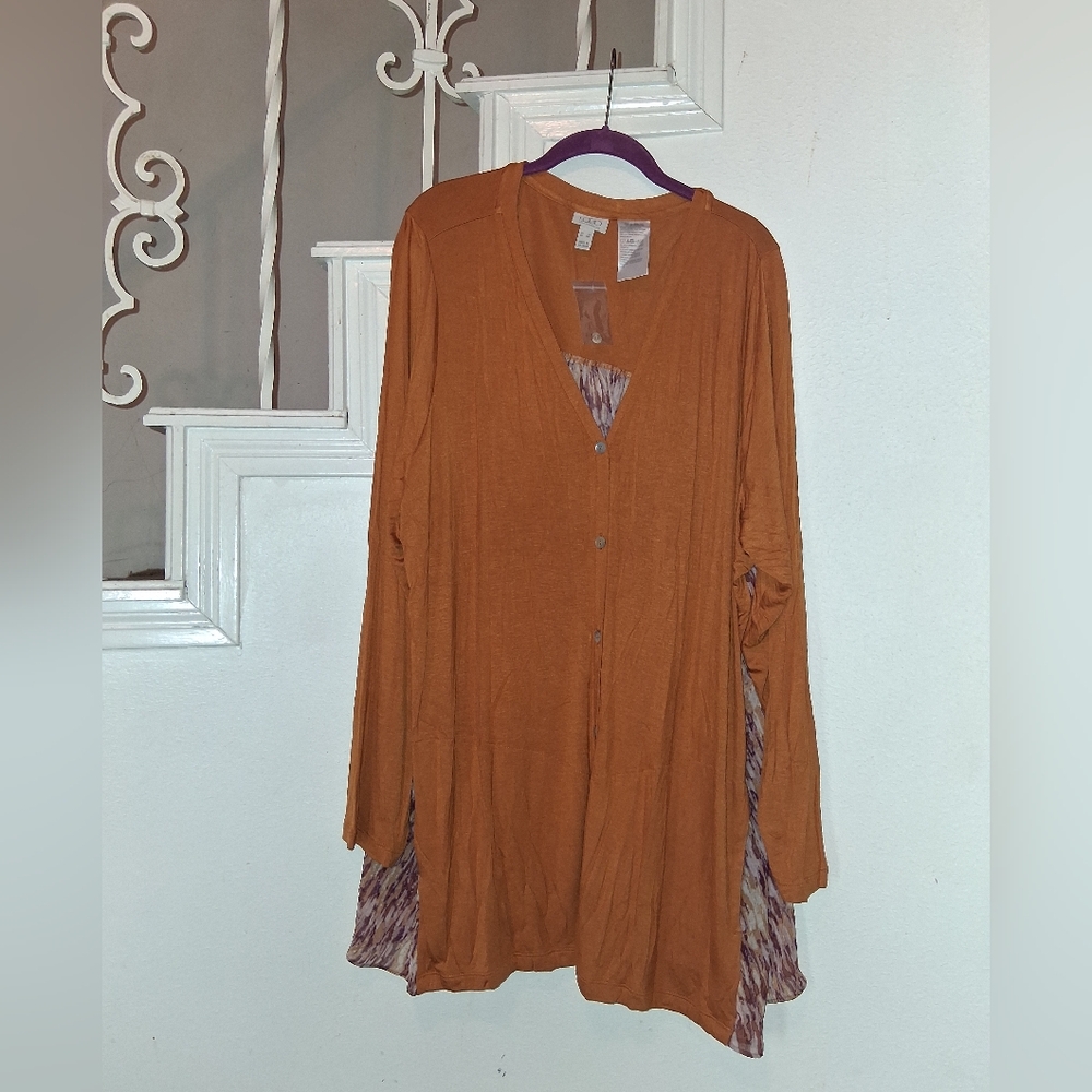LOGO by Lori Goldstein Rust Cardigan
